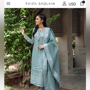 Faiza Saqlain size small three piece shalwar suit